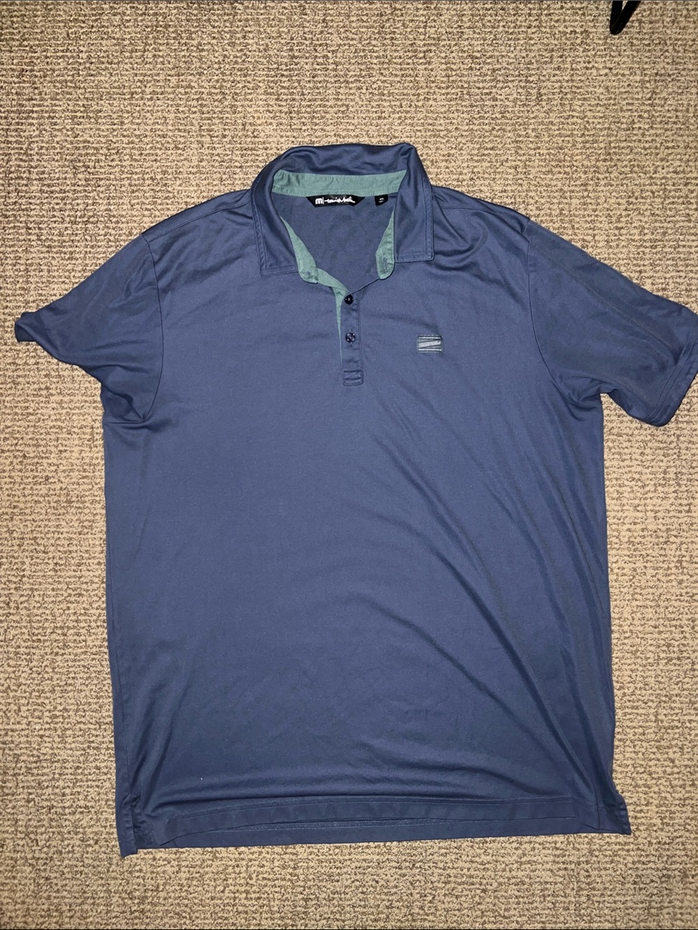 Travis Matthew Blue Polo with Green Collar